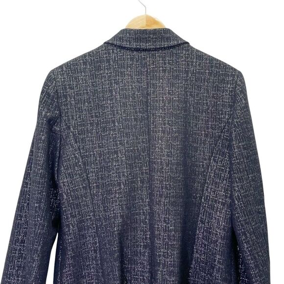 W By Worth Single Button Blazer Black & Silver Tweed Boyfriend Jacket Size 10 - Picture 9 of 13